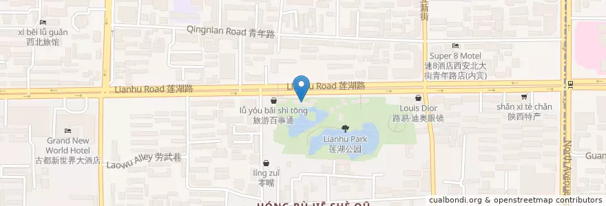 Mapa de ubicacion de 海鲜先生 en Китай, Шэньси, 西安市, 莲湖区 (Lianhu).