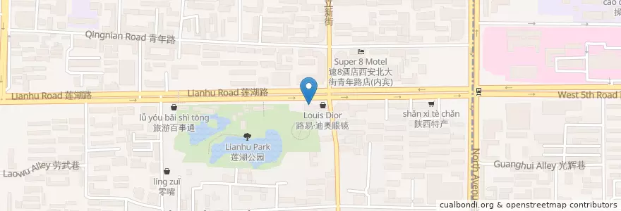 Mapa de ubicacion de 西安莲湖福春们诊部 en الصين, شنشي, 西安市, 莲湖区 (Lianhu).