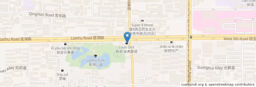 Mapa de ubicacion de 龚民鼻炎管 en China, Xianxim, 西安市, 莲湖区 (Lianhu).