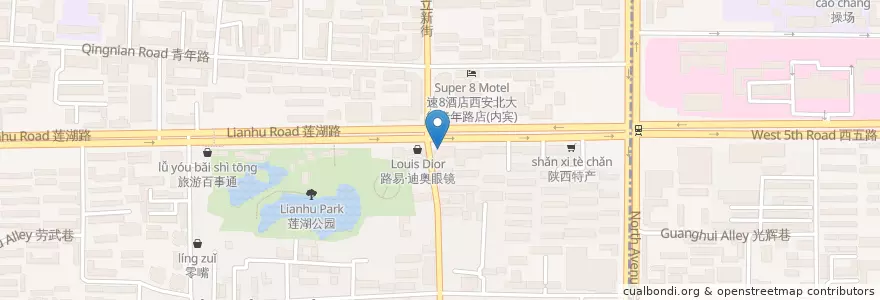 Mapa de ubicacion de ICBC en Cina, Shaanxi, 西安市, 莲湖区 (Lianhu).
