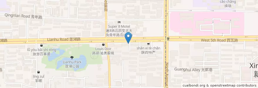 Mapa de ubicacion de 迪克酒吧茶餐厅 en China, Xianxim, 西安市, 莲湖区 (Lianhu).