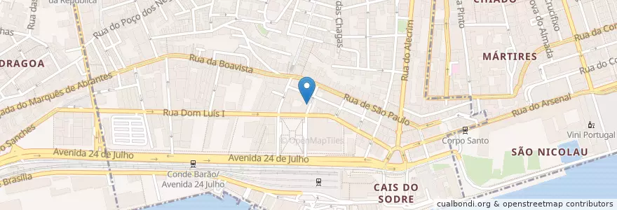 Mapa de ubicacion de Vegana Burgers (Cais do Sodré) en ポルトガル, Área Metropolitana De Lisboa, Lisboa, Grande Lisboa, リスボン, Misericórdia.