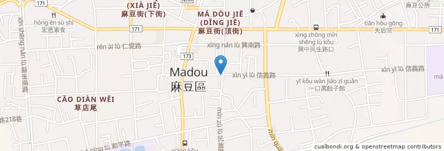 Mapa de ubicacion de 禾合素食 en Taiwan, 臺南市, 麻豆區.