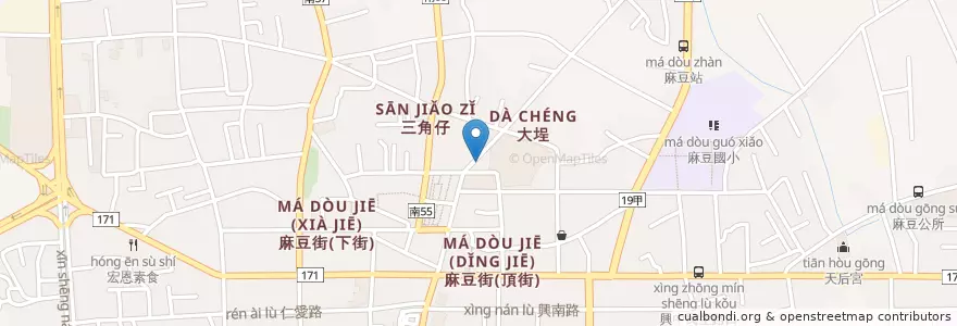 Mapa de ubicacion de 麻豆土魠魚羮 en تایوان, 臺南市, 麻豆區.