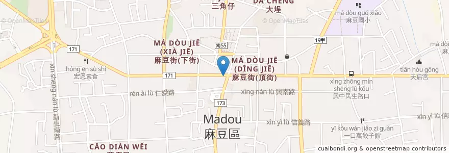 Mapa de ubicacion de 阿榮牛肉湯(花100元。肉燥飯吃到飽) en 타이완, 타이난 시, 마더우구.