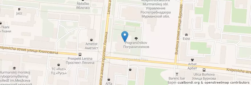 Mapa de ubicacion de Летное кафе en Russland, Föderationskreis Nordwest, Oblast Murmansk, Городской Округ Мурманск.