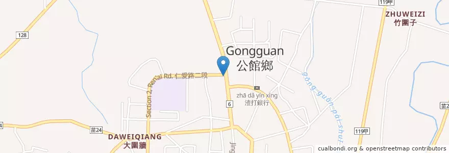 Mapa de ubicacion de 85度C en Taiwan, Taiwan Province, Miaoli County, Gongguan.
