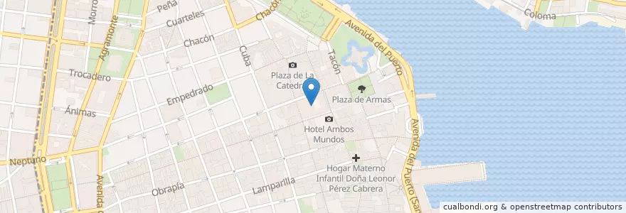 Mapa de ubicacion de (Real y Pontificia Universidad) Colegio Universitario San Gerónimo de La Habana en 쿠바, La Habana, La Habana Vieja.