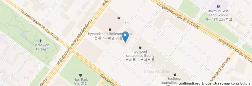 Mapa de ubicacion de Starbucks en Corea Del Sud, 인천, 연수구, 송도동.