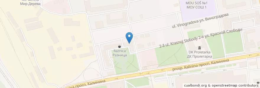 Mapa de ubicacion de Аптека низких цен en Rusia, Distrito Federal Central, Óblast De Tver, Городской Округ Тверь, Калининский Район.