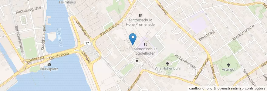 Mapa de ubicacion de ZKB Automatenbank en Switzerland, Zurich, District Zurich, Zurich.