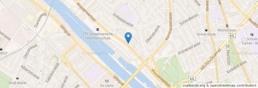 Mapa de ubicacion de Avia Wasserwerkstrasse en Switzerland, Zurich, District Zurich, Zurich.