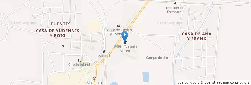 Mapa de ubicacion de ESBU "Antonio Maceo" en キューバ, Holguín, Cacocum.