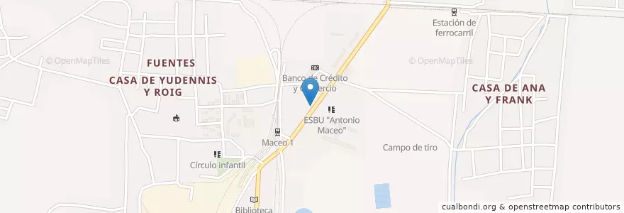 Mapa de ubicacion de Banco (asiento) en Kuba, Holguín, Cacocum.