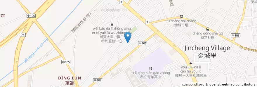 Mapa de ubicacion de 長春兒童公園 en 타이완, 타이중 시, 다리구.