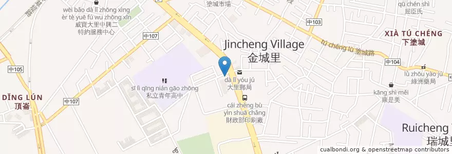 Mapa de ubicacion de Dali Library en Taiwan, Taichung, Dali District.