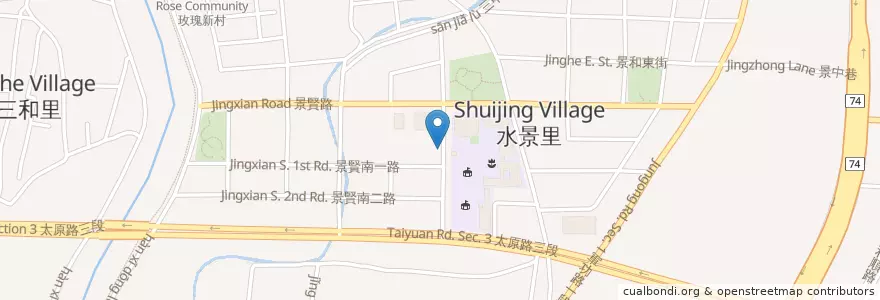 Mapa de ubicacion de 臺中市籃球運動中心 en Taiwan, 臺中市, 北屯區.