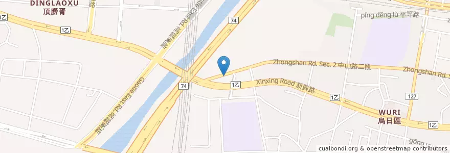 Mapa de ubicacion de 兒二公園 en تايوان, تاي شانغ, 烏日區.