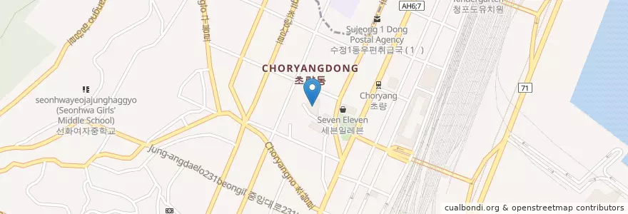 Mapa de ubicacion de 삼일교회 en Республика Корея, Пусан, 동구, 초량동.