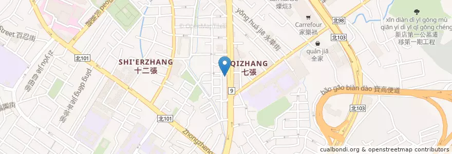Mapa de ubicacion de 巨匠電腦 en 타이완, 신베이 시, 신뎬 구.