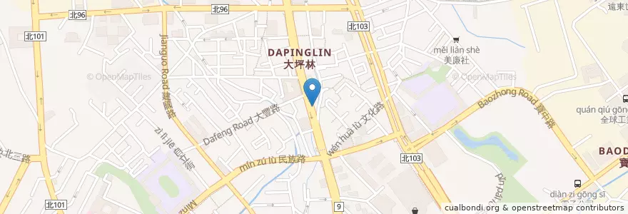 Mapa de ubicacion de 緬甸農莊 en Taiwan, New Taipei, Xindian District.