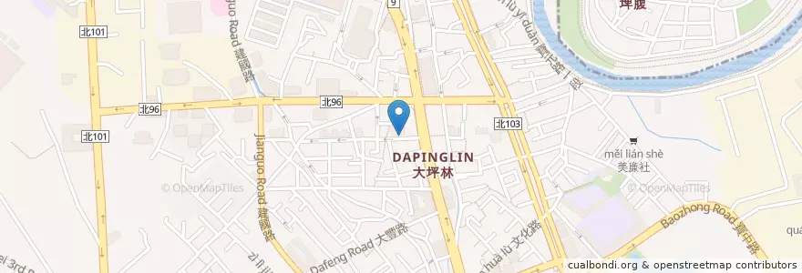 Mapa de ubicacion de 捷運大坪林站1號出口 en Taiwan, Nuova Taipei, Distretto Di Xindian.