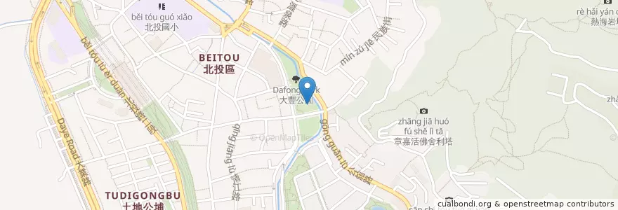 Mapa de ubicacion de 大豐公園地下停車場 en Taiwan, New Taipei, Taipei, Beitou.