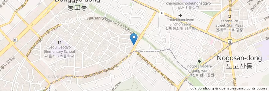 Mapa de ubicacion de 수카라 en Korea Selatan, 서울, 마포구, 서교동.