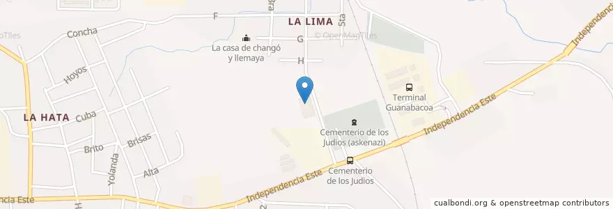 Mapa de ubicacion de Taller de reparación de muebles clínicos en Cuba, L'Avana, Guanabacoa.