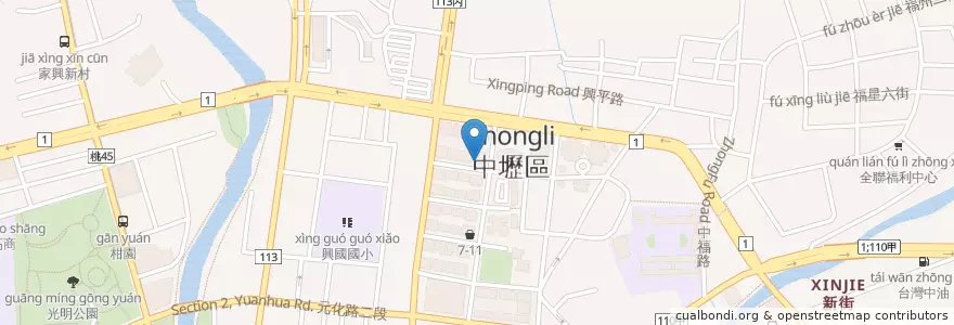 Mapa de ubicacion de Rebel 美式漢堡店 en Tayvan, 桃園市, 中壢區.