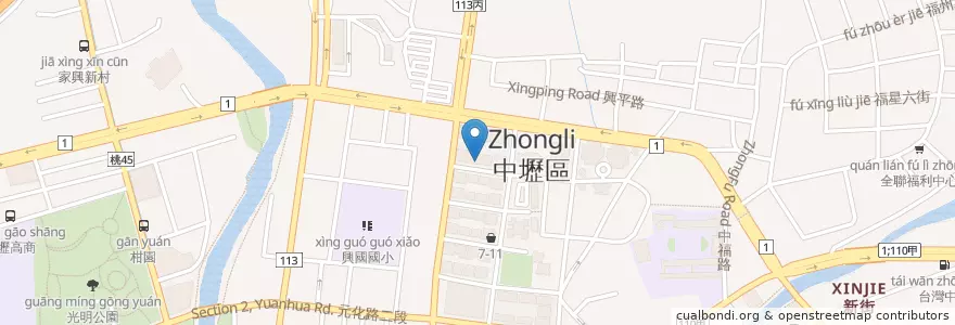 Mapa de ubicacion de 青青牙醫 en Taiwán, Taoyuan, 中壢區.