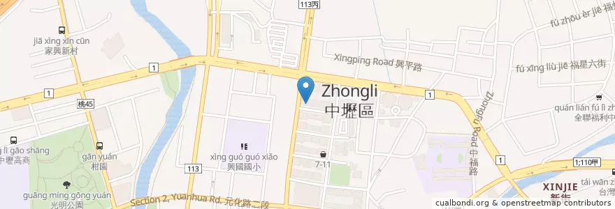 Mapa de ubicacion de Lazy Bird 雷利彼得美式餐廳 en Taiwán, Taoyuan, 中壢區.