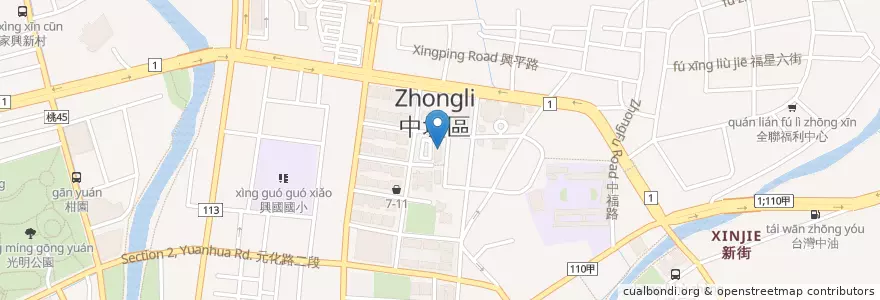 Mapa de ubicacion de 哈瓦那咖啡館 en 臺灣, 桃園市, 中壢區.