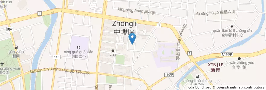 Mapa de ubicacion de 東南藥局 en 타이완, 타오위안 시, 중리 구.