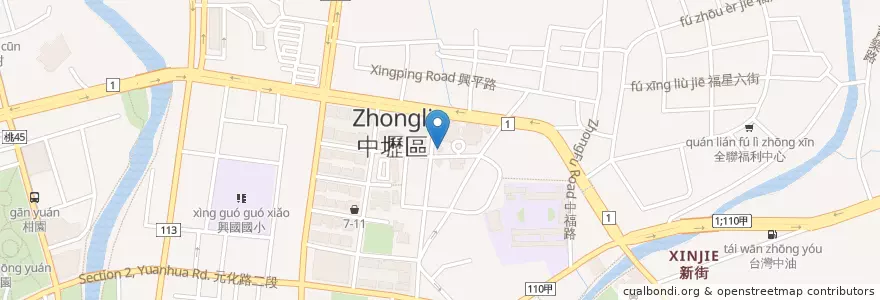 Mapa de ubicacion de 永豐商業銀行 en تایوان, 桃園市, 中壢區.