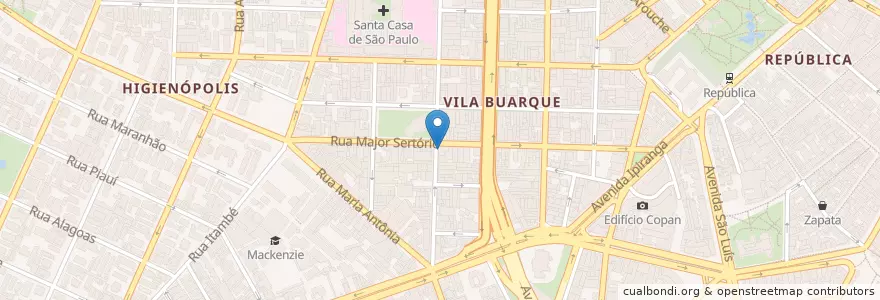 Mapa de ubicacion de Ponto de Taxi 1541 Vila Buarque en ブラジル, 南東部地域, サンパウロ, Região Geográfica Intermediária De São Paulo, Região Metropolitana De São Paulo, Região Imediata De São Paulo, サンパウロ.