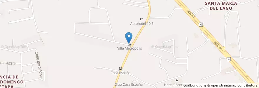 Mapa de ubicacion de Villa Metrópolis en 니카라과, Departamento De Managua, Managua (Municipio).