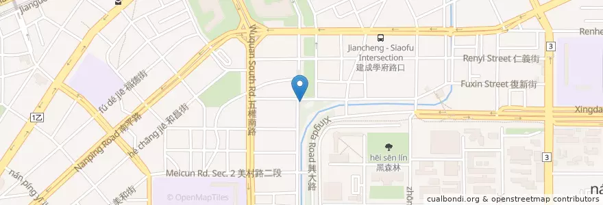 Mapa de ubicacion de 江川公園 en Taiwan, 臺中市, 南區.