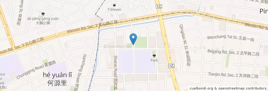 Mapa de ubicacion de 長青公園 en 臺灣, 臺中市, 北屯區, 北區.