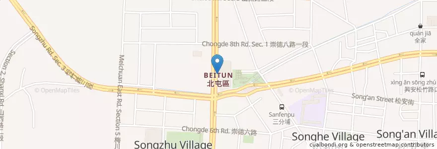 Mapa de ubicacion de 北屯區公所 en تايوان, تاي شانغ, 北屯區.