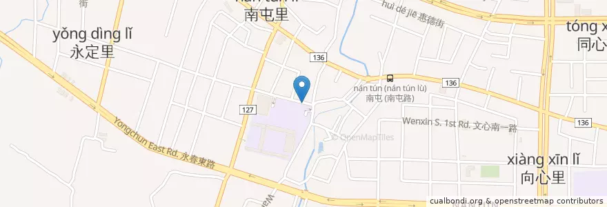 Mapa de ubicacion de Wan He Temple en Taiwan, Taichung, Nantun District.