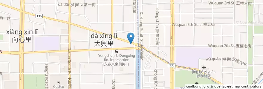 Mapa de ubicacion de Da Sing Park en Taiwan, Taichung.