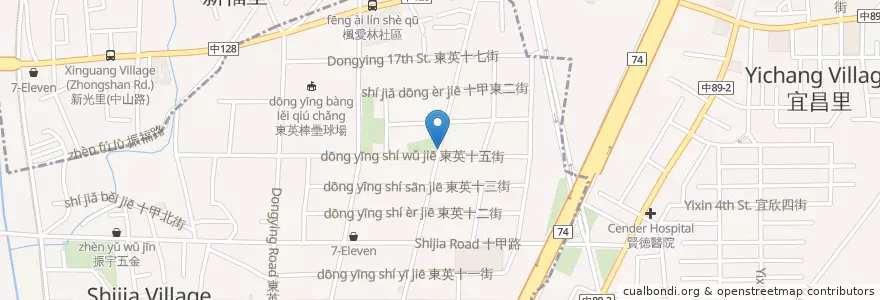 Mapa de ubicacion de 進業公園 en تايوان, تاي شانغ, 東區.
