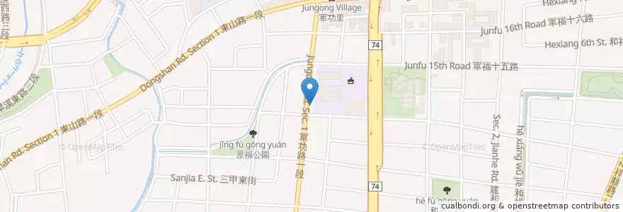 Mapa de ubicacion de 軍功國小 en تايوان, تاي شانغ, 北屯區.