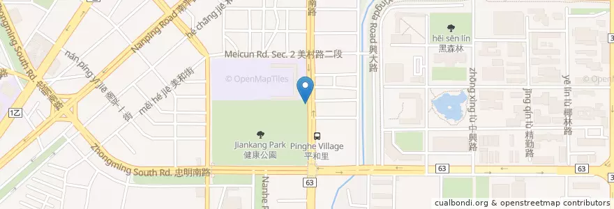 Mapa de ubicacion de 健康公園附設停車場 en 臺灣, 臺中市, 南區.