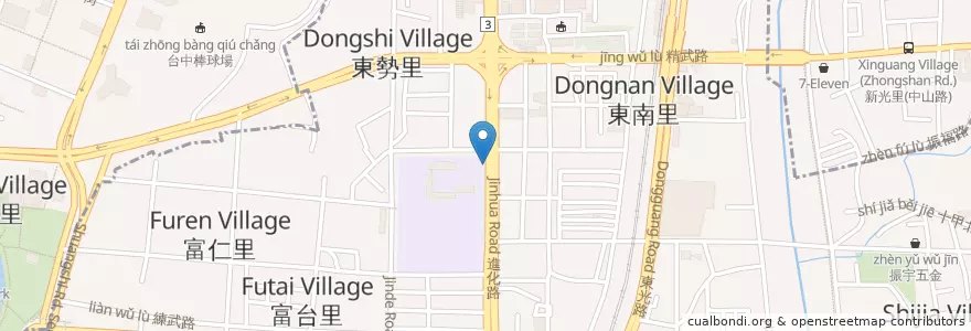 Mapa de ubicacion de 進德國小 en تايوان, تاي شانغ, 東區.