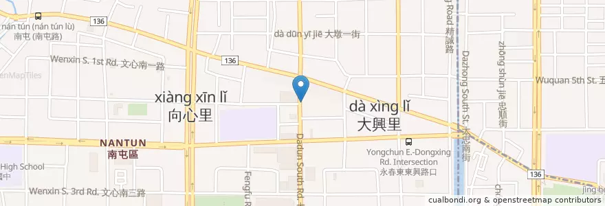 Mapa de ubicacion de 正心兒童公園 en Taiwan, Taichung, 南屯區.