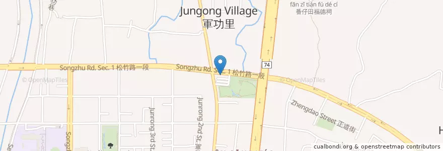 Mapa de ubicacion de 軍功公園 en 臺灣, 臺中市, 北屯區.