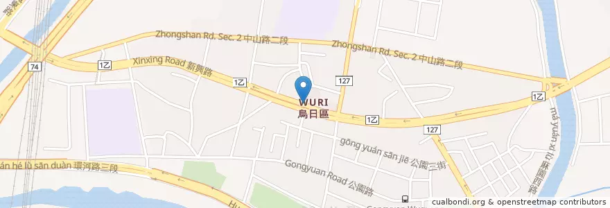 Mapa de ubicacion de 烏日區公所 en 臺灣, 臺中市, 烏日區.