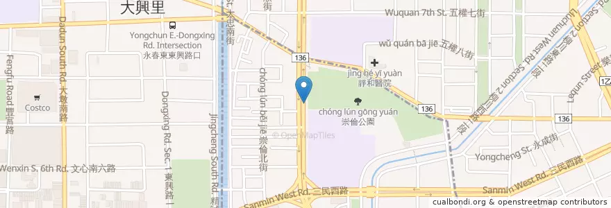 Mapa de ubicacion de Chung-Lun Junior High School en Taiwan, Taichung, South District.